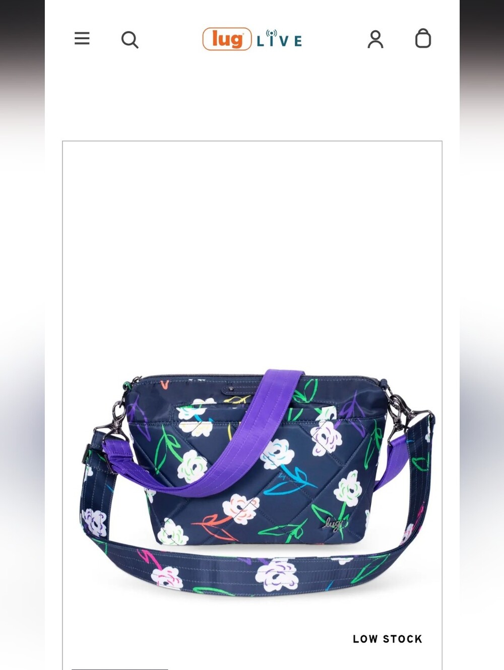 Lug Flare 2 In Bright Floral Quilted Crossbody Bag in Navy